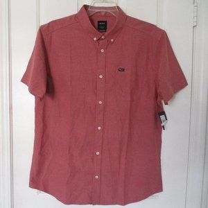 RVCA Young Mens S/S Rose Stretch Cotton Button Down NWT - EXTRA LARGE